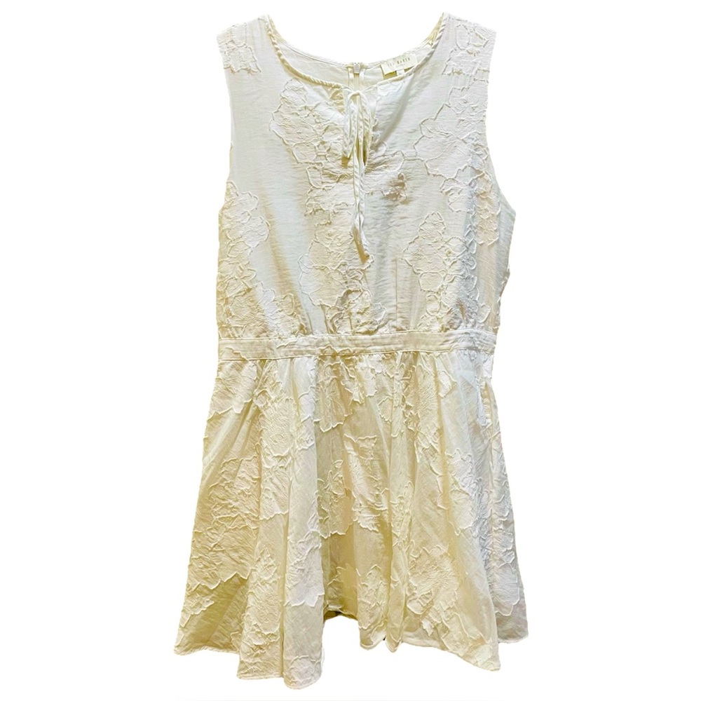 Ted Baker London White Floral Fit and Flare Dress Size 5 US 14